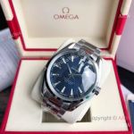 High Quality Replica OMEGA Seamaster Aqua Terra 150M Silver 316L Stainless Steel Strap Blue Curved Face Dial Silver Case Watch 41.5mm